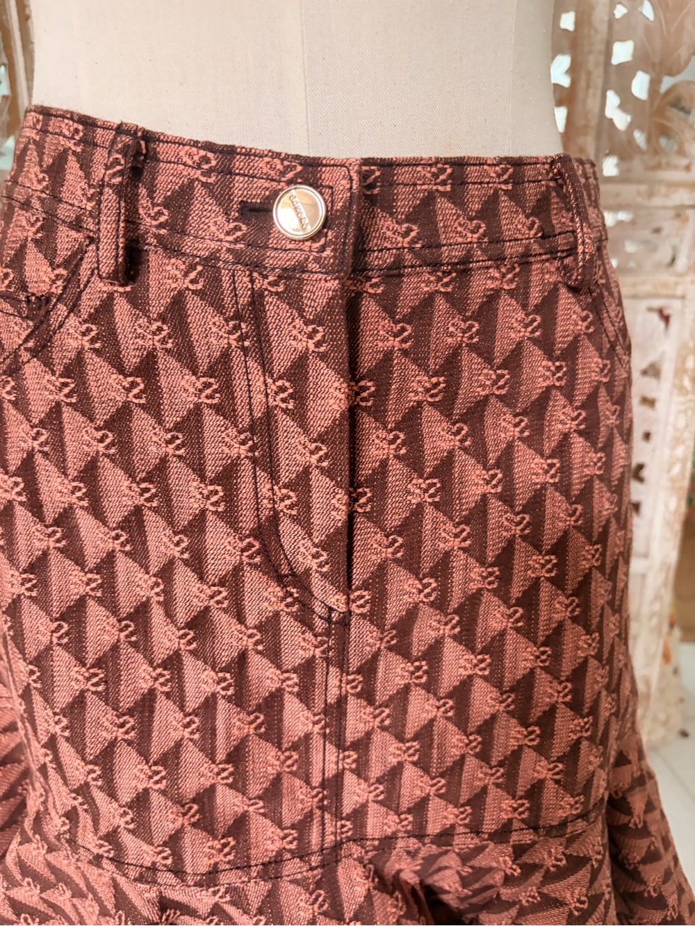 Sandro Rust Houndstooth Ruffle Mini Skirt - Picture 6 of 8